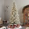 9.5ft. Pre-Lit Slim Flocked Nova Scotia Spruce Artificial Christmas Tree, White LED Lights